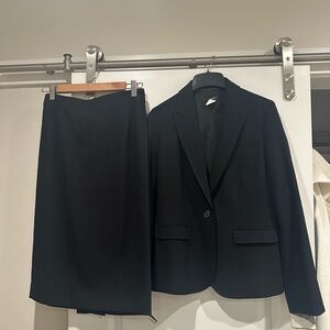 100% wool J Crew skirt suit: like new, black